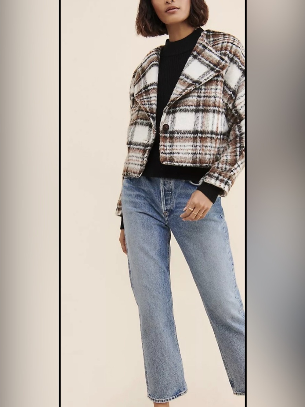 Greylin Plaid Cropped Jacket.